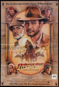 2p457 INDIANA JONES & THE LAST CRUSADE int'l advance 1sh 1989 art of Ford & Connery by Drew!