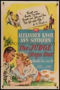 2p490 JUDGE STEPS OUT 1sh 1948 romantic artwork of pretty Ann Sothern & Alexander Knox!