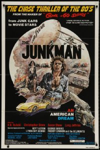 2p496 JUNKMAN 1sh 1982 junk cars to movie stars, over 150 cars destroyed, cool art by Jensen!