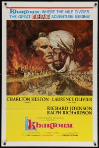 2p498 KHARTOUM style A Cinerama 1sh 1966 Frank McCarthy art of Charlton Heston & Laurence Olivier!