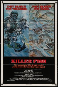 2p499 KILLER FISH 1sh 1979 Lee Majors, Karen Black, piranha & divers horror artwork!