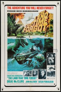 2p509 LAND THAT TIME FORGOT 1sh 1975 Edgar Rice Burroughs, cool George Akimoto dinosaur art!