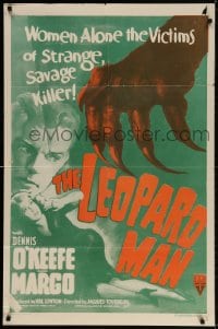 2p518 LEOPARD MAN 1sh R1957 Jacques Tourneur, O'Keefe & Margo are victims of a strange killer!