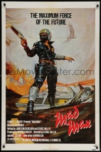 2p554 MAD MAX 1sh R1983 art of wasteland cop Mel Gibson, George Miller Australian action classic!