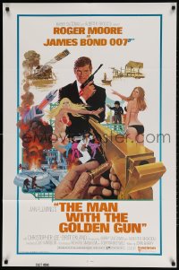 2p570 MAN WITH THE GOLDEN GUN East Hemi TA style 1sh 1974 Roger Moore as James Bond by McGinnis!