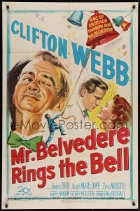2p613 MR. BELVEDERE RINGS THE BELL 1sh 1951 artwork of Clifton Webb winking at lovers!