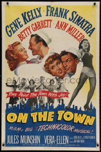 2p647 ON THE TOWN 1sh 1949 Gene Kelly, Frank Sinatra, sexy Ann Miller's legs, Betty Garrett