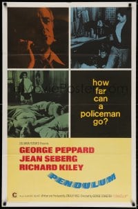 2p669 PENDULUM int'l 1sh 1969 George Peppard, Jean Seberg, how far can a policeman go?