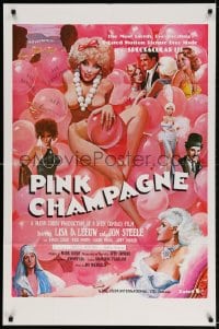 2p674 PINK CHAMPAGNE 1sh 1979 art of sexy near-naked women in Hollywood + Charlie Chaplin!