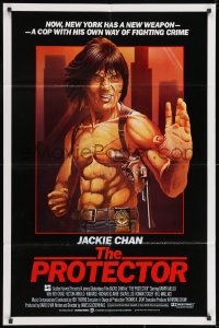 2p698 PROTECTOR int'l 1sh 1985 Danny Aiello, R. Obero art of Jackie Chan huge gun!