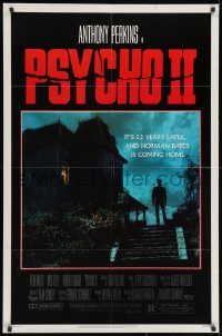 2p700 PSYCHO II 1sh 1983 Anthony Perkins as Norman Bates, cool creepy image of classic house!