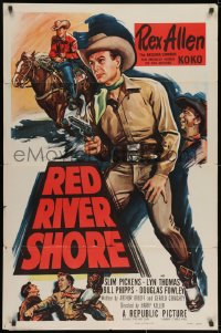 2p716 RED RIVER SHORE 1sh 1953 cool full-length artwork of cowboy Rex Allen pointing gun!