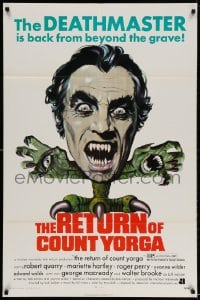 2p725 RETURN OF COUNT YORGA 1sh 1971 Robert Quarry, AIP vampires, wild monster art!