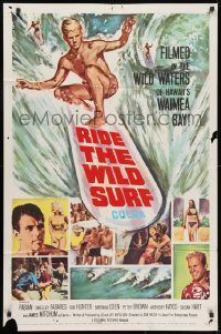 2p733 RIDE THE WILD SURF 1sh 1964 Fabian, ultimate poster for surfers to display on their wall!