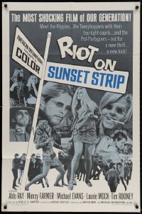 2p735 RIOT ON SUNSET STRIP 1sh 1967 hippies with too-tight capris, crazy pot-partygoers!