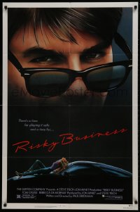 2p736 RISKY BUSINESS 1sh 1983 classic close up art of Tom Cruise in cool shades by Drew Struzan!