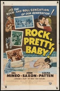 2p744 ROCK PRETTY BABY 1sh 1957 Sal Mineo, it's the rock 'n roll sensation of our generation!
