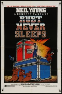 2p758 RUST NEVER SLEEPS 2D 1sh 1979 Neil Young, rock & roll art by David Weisman & Jim Evans!