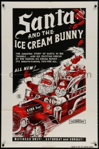 2p760 SANTA & THE ICE CREAM BUNNY 1sh 1972 great wacky art of Santa & bunny in fire truck!
