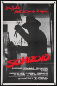 2p768 SCHIZOID 1sh 1980 cool silhouette of crazed madman Klaus Kinski attacking with scissors!