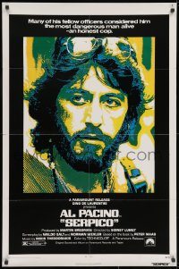 2p776 SERPICO 1sh 1974 great image of undercover cop Al Pacino, Sidney Lumet crime classic!