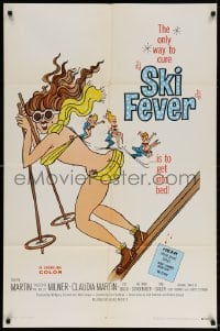 2p799 SKI FEVER 1sh 1969 Curt Siodmak directed, Martin Milner, sexy art of bikini clad skier!
