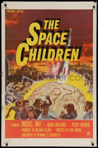 2p815 SPACE CHILDREN 1sh 1958 Jack Arnold, great sci-fi art of kids, rocket & giant alien brain!