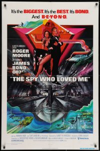 2p823 SPY WHO LOVED ME 1sh 1977 great art of Roger Moore as James Bond by Bob Peak!