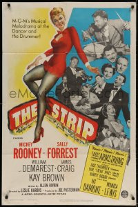2p844 STRIP 1sh 1951 Mickey Rooney, sexy Sally Forrest, Louis Armstrong playing trumpet, noir!