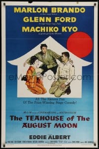 2p873 TEAHOUSE OF THE AUGUST MOON 1sh 1956 art of Asian Marlon Brando, Glenn Ford & Machiko Kyo!