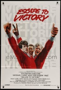 2p942 VICTORY int'l 1sh 1981 Huston, cast art of soccer players Stallone, Caine & Pele by Jarvis!
