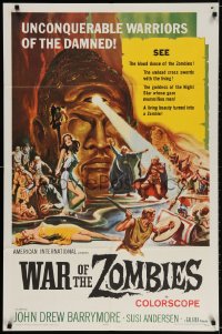 2p954 WAR OF THE ZOMBIES 1sh 1965 John Drew Barrymore vs warriors of the damned, Reynold Brown art!