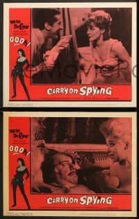 2r067 CARRY ON SPYING 8 LCs 1964 sexy English spy spoof, here come seceret agents 000h!