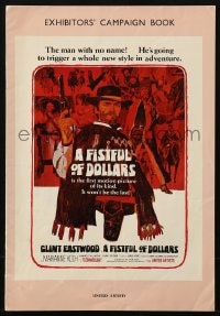 2s073 FISTFUL OF DOLLARS English pressbook 1967 introducing the man with no name, Clint Eastwood, great art!