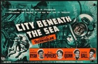 2s024 CITY BENEATH THE SEA English trade ad 1953 Budd Boetticher, cool art of deep sea divers!
