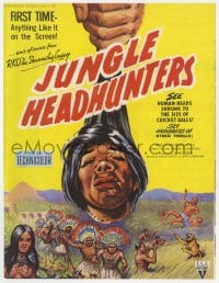 2s047 JUNGLE HEADHUNTERS English trade ad 1953 wild shrunken head artwork, voodoo documentary!