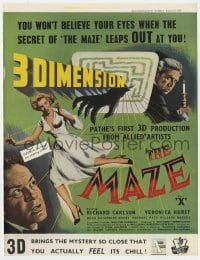 2s053 MAZE 3D English trade ad 1953 you won't believe your eyes when it leaps out at you in 3-D!