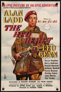 2s055 RED BERET English trade ad 1953 great full-length art of soldier Alan Ladd with gun, rare!