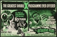 2s056 RETURN OF THE FLY/ALLIGATOR PEOPLE English trade ad 1959 terror-topping supershock thrill sensations!