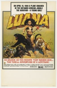 2s009 LUANA mini WC 1973 Frank Frazetta art of sexy female Tarzan with animals, wide release!
