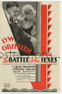 2s098 BATTLE OF THE SEXES herald 1928 Jean Hersholt, Phyllis Haver, directed by D.W. Griffith!