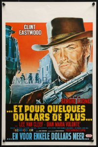 2t305 FOR A FEW DOLLARS MORE Belgian R1970s Leone, really great c/u artwork of Clint Eastwood!