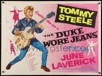 2t247 DUKE WORE JEANS British quad 1958 full-length rock 'n' roll art of Tommy Steel playing guitar!