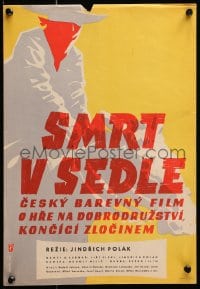 2t152 DEATH IN THE SADDLE Czech 12x17 1960 Smrt v sedle, Jiri Novak cowboy & masked horse art!