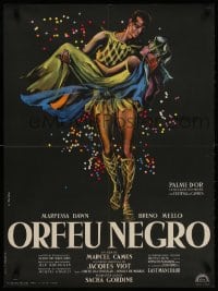 2t662 BLACK ORPHEUS French 23x31 R1961 Marcel Camus' Orfeu Negro, best art by Georges Allard!