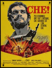 2t669 CHE French 23x30 1969 cool different Grinsson art of Omar Sharif as Guevara!