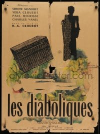 2t679 DIABOLIQUE French 23x32 R1950s Henri-Georges Clouzot's Les Diaboliques, Raymond Gid art!
