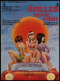 2t684 EROTIC URGE French 23x31 1968 three sexy barely-dressed girls on sports car by H. Majena!