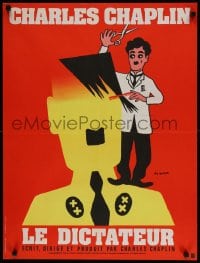 2t698 GREAT DICTATOR French 23x30 R1973 Charlie Chaplin directs and stars, Kouper/Boumendil art!