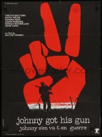 2t706 JOHNNY GOT HIS GUN French 22x30 1971 Dalton Trumbo, great peace sign & soldier image!